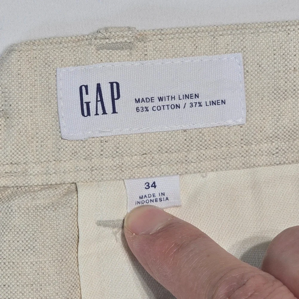 Gap‎ Mens 34 Stone Beige Linen Cotton Blend 10 Inch Inseam Shorts 228590-00